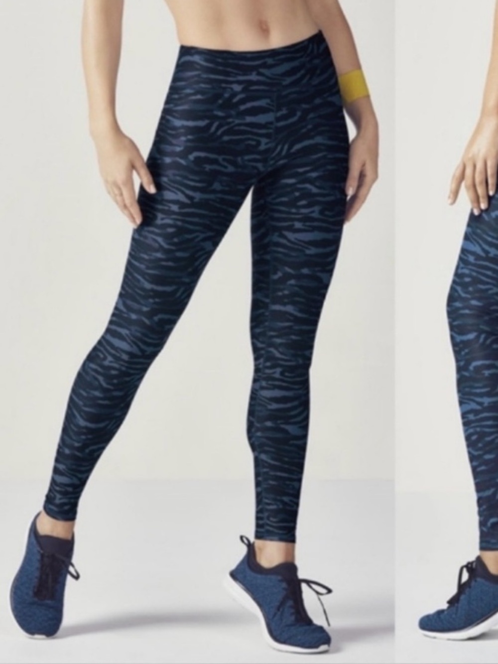 Fabletics High Rise Blue and Black Tiger-Print Leggings - Salar-